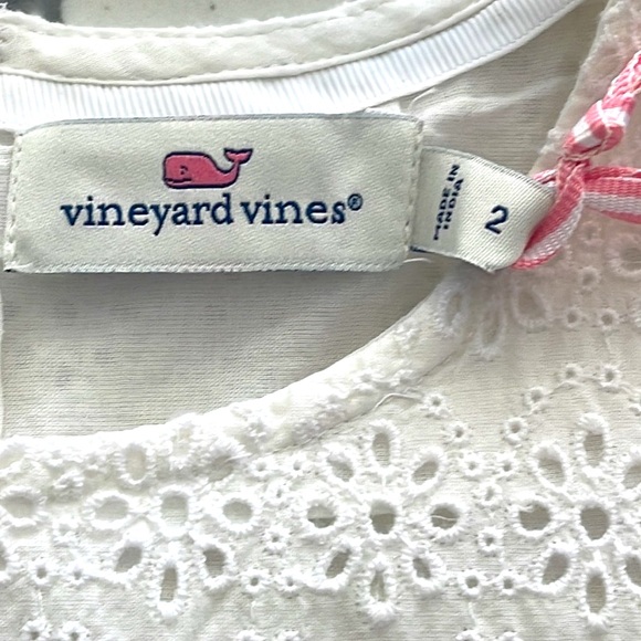 Vineyard Vines White Eyelet Ruffle Bottom Fit N Flare Allamanda Dress—2 - Picture 9 of 15